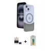 MARSİLYAN™- iPhone 15 Kılıf Kozmos Form Özel Seri - Siyah Polymer Nano Ekran Koruyucu + Bilvis Titan Kamera Lens - PE