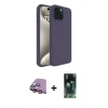 MARSİLYAN™- iPhone 15 Kılıf Kozmos Yansıma Özel Seri - Siyah 360 Mat Full Body Arka Koruyucu + Raze Metal Kamera Lens - PE