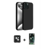 MARSİLYAN™- iPhone 15 Kılıf Kozmos Yansıma Özel Seri - Siyah 360 Mat Full Body Arka Koruyucu + PVD Metal Kamera Lens - YL