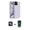 MARSİLYAN™- iPhone 15 Kılıf Kozmos Yansıma Özel Seri - Siyah 360 Mat Full Body Arka Koruyucu + PVD Metal Kamera Lens - YL