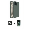 MARSİLYAN™- iPhone 15 Kılıf Kozmos Yansıma Özel Seri - Siyah 360 Mat Full Body Arka Koruyucu + PVD Metal Kamera Lens - YL