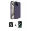MARSİLYAN™- iPhone 15 Kılıf Kozmos Yansıma Özel Seri - Siyah 360 Mat Full Body Arka Koruyucu + PVD Metal Kamera Lens - YL