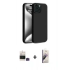 MARSİLYAN™- iPhone 15 Kılıf Kozmos Yansıma Özel Seri - Siyah Bilvis 3D Mat Cam Ekran Koruyucu + Bilvis Titan Kamera Lens - YL
