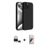 MARSİLYAN™- iPhone 15 Kılıf Kozmos Yansıma Özel Seri - Siyah Bilvis 3D Mat Cam Ekran Koruyucu + Bilvis Titan Kamera Lens - PE