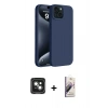 MARSİLYAN™- iPhone 15 Kılıf Kozmos Yansıma Özel Seri - Siyah Bilvis 3D Mat Cam Ekran Koruyucu + Yeşil PVD Metal Kamera Lens
