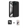 MARSİLYAN™- iPhone 15 Kılıf Kozmos Yansıma Özel Seri - Siyah Bilvis 3D Mat Cam Ekran Koruyucu + Yeşil PVD Metal Kamera Lens
