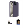 MARSİLYAN™- iPhone 15 Kılıf Kozmos Yansıma Özel Seri - Siyah Buffer Hayalet Cam Ekran Koruyucu + Bilvis Titan Kamera Lens - PE