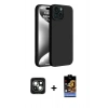 MARSİLYAN™- iPhone 15 Kılıf Kozmos Yansıma Özel Seri - Siyah Buffer Hayalet Cam Ekran Koruyucu + PVD Metal Kamera Lens - YL