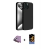 MARSİLYAN™- iPhone 15 Kılıf Kozmos Yansıma Özel Seri - Siyah Buffer Hayalet Cam Ekran Koruyucu + Raze Metal Kamera Lens - PE