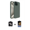 MARSİLYAN™- iPhone 15 Kılıf Kozmos Yansıma Özel Seri - Siyah Buffer Hayalet Cam Ekran Koruyucu + PVD Metal Kamera Lens - TU