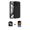 MARSİLYAN™- iPhone 15 Kılıf Kozmos Yansıma Özel Seri - Siyah Buffer Hayalet Cam Ekran Koruyucu + PVD Metal Kamera Lens - TU