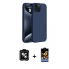 MARSİLYAN™- iPhone 15 Kılıf Kozmos Yansıma Özel Seri - Siyah Buffer Hayalet Cam Ekran Koruyucu + PVD Metal Kamera Lens - TU