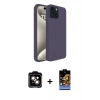 MARSİLYAN™- iPhone 15 Kılıf Kozmos Yansıma Özel Seri - Siyah Buffer Hayalet Cam Ekran Koruyucu + PVD Metal Kamera Lens - TU