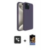 MARSİLYAN™- iPhone 15 Kılıf Kozmos Yansıma Özel Seri - Siyah Buffer Hayalet Cam Ekran Koruyucu + Yeşil PVD Metal Kamera Lens