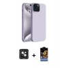 MARSİLYAN™- iPhone 15 Kılıf Kozmos Yansıma Özel Seri - Siyah Buffer Hayalet Cam Ekran Koruyucu + Yeşil PVD Metal Kamera Lens