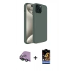 MARSİLYAN™- iPhone 15 Kılıf Kozmos Yansıma Özel Seri - Siyah Buffer Hayalet Cam Ekran Koruyucu + Yeşil Raze Metal Kamera Lens