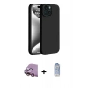 MARSİLYAN™- iPhone 15 Kılıf Kozmos Yansıma Özel Seri - Siyah Joko Magic 5D Cam + Pembe Raze Metal Kamera Lens