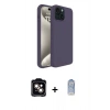 MARSİLYAN™- iPhone 15 Kılıf Kozmos Yansıma Özel Seri - Siyah Joko Magic 5D Cam + Turuncu PVD Metal Kamera Lens
