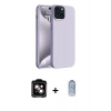 MARSİLYAN™- iPhone 15 Kılıf Kozmos Yansıma Özel Seri - Siyah Joko Magic 5D Cam + Turuncu PVD Metal Kamera Lens
