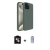 MARSİLYAN™- iPhone 15 Kılıf Kozmos Yansıma Özel Seri - Siyah Joko Magic 5D Cam + Turuncu PVD Metal Kamera Lens