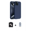 MARSİLYAN™- iPhone 15 Kılıf Kozmos Yansıma Özel Seri - Siyah Joko Magic 5D Cam + Turuncu PVD Metal Kamera Lens