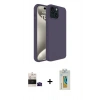 MARSİLYAN™- iPhone 15 Kılıf Kozmos Yansıma Özel Seri - Siyah Polymer Nano Ekran Koruyucu + Bilvis Titan Kamera Lens - SH