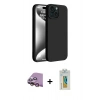 MARSİLYAN™- iPhone 15 Kılıf Kozmos Yansıma Özel Seri - Siyah Polymer Nano Ekran Koruyucu + Raze Metal Kamera Lens - PE