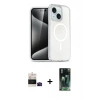 MARSİLYAN™- iPhone 15 Kılıf Nova Asil Prime - Şeffaf 360 Full Body Arka Koruyucu + Bilvis Titan Kamera Lens - SH
