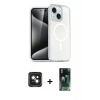 MARSİLYAN™- iPhone 15 Kılıf Nova Asil Prime - Şeffaf 360 Full Body Arka Koruyucu + PVD Metal Kamera Lens - YL
