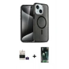 MARSİLYAN™- iPhone 15 Kılıf Nova Asil Prime - Siyah 360 Mat Full Body Arka Koruyucu + Bilvis Titan Kamera Lens - PE