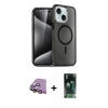 MARSİLYAN™- iPhone 15 Kılıf Nova Asil Prime - Siyah 360 Mat Full Body Arka Koruyucu + Raze Metal Kamera Lens - PE