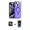 MARSİLYAN™- iPhone 15 Kılıf Nova Asil Prime - Siyah 360 Mat Full Body Arka Koruyucu + PVD Metal Kamera Lens - YL