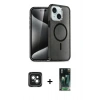 MARSİLYAN™- iPhone 15 Kılıf Nova Asil Prime - Siyah 360 Mat Full Body Arka Koruyucu + PVD Metal Kamera Lens - YL
