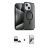 MARSİLYAN™- iPhone 15 Kılıf Nova Asil Prime - Siyah Bilvis 3D Mat Cam Ekran Koruyucu + Bilvis Titan Kamera Lens - PE