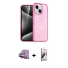 MARSİLYAN™- iPhone 15 Kılıf Nova Asil Prime - Siyah Bilvis 3D Mat Cam Ekran Koruyucu + Pembe Raze Metal Kamera Lens