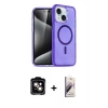 MARSİLYAN™- iPhone 15 Kılıf Nova Asil Prime - Siyah Bilvis 3D Mat Cam Ekran Koruyucu + PVD Metal Kamera Lens - TU