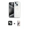 MARSİLYAN™- iPhone 15 Kılıf Nova Asil Prime - Siyah Bilvis 3D Mat Cam Ekran Koruyucu + PVD Metal Kamera Lens - YL