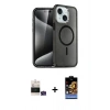 MARSİLYAN™- iPhone 15 Kılıf Nova Asil Prime - Siyah Buffer Hayalet Cam Ekran Koruyucu + Bilvis Titan Kamera Lens - YL
