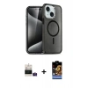 MARSİLYAN™- iPhone 15 Kılıf Nova Asil Prime - Siyah Buffer Hayalet Cam Ekran Koruyucu + Bilvis Titan Kamera Lens - PE