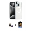 MARSİLYAN™- iPhone 15 Kılıf Nova Asil Prime - Siyah Buffer Hayalet Cam Ekran Koruyucu + Bilvis Titan Kamera Lens - SH