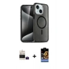 MARSİLYAN™- iPhone 15 Kılıf Nova Asil Prime - Siyah Buffer Hayalet Cam Ekran Koruyucu + Bilvis Titan Kamera Lens - SH