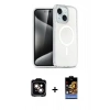 MARSİLYAN™- iPhone 15 Kılıf Nova Asil Prime - Siyah Buffer Hayalet Cam Ekran Koruyucu + PVD Metal Kamera Lens - TU