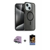 MARSİLYAN™- iPhone 15 Kılıf Nova Asil Prime - Siyah Buffer Hayalet Cam Ekran Koruyucu + Raze Metal Kamera Lens - YL
