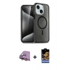 MARSİLYAN™- iPhone 15 Kılıf Nova Asil Prime - Siyah Buffer Hayalet Cam Ekran Koruyucu + Raze Metal Kamera Lens - PE
