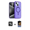 MARSİLYAN™- iPhone 15 Kılıf Nova Asil Prime - Siyah Buffer Hayalet Cam Ekran Koruyucu + PVD Metal Kamera Lens - YL