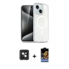 MARSİLYAN™- iPhone 15 Kılıf Nova Asil Prime - Siyah Buffer Hayalet Cam Ekran Koruyucu + PVD Metal Kamera Lens - YL