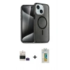 MARSİLYAN™- iPhone 15 Kılıf Nova Asil Prime - Siyah Polymer Nano Ekran Koruyucu + Bilvis Titan Kamera Lens - PE