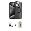 MARSİLYAN™- iPhone 15 Kılıf Nova Asil Prime - Siyah Polymer Nano Ekran Koruyucu + Bilvis Titan Kamera Lens - YL