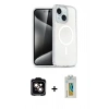MARSİLYAN™- iPhone 15 Kılıf Nova Asil Prime - Siyah Polymer Nano Ekran Koruyucu + PVD Metal Kamera Lens - TU