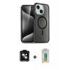 MARSİLYAN™- iPhone 15 Kılıf Nova Asil Prime - Siyah Polymer Nano Ekran Koruyucu + PVD Metal Kamera Lens - TU
